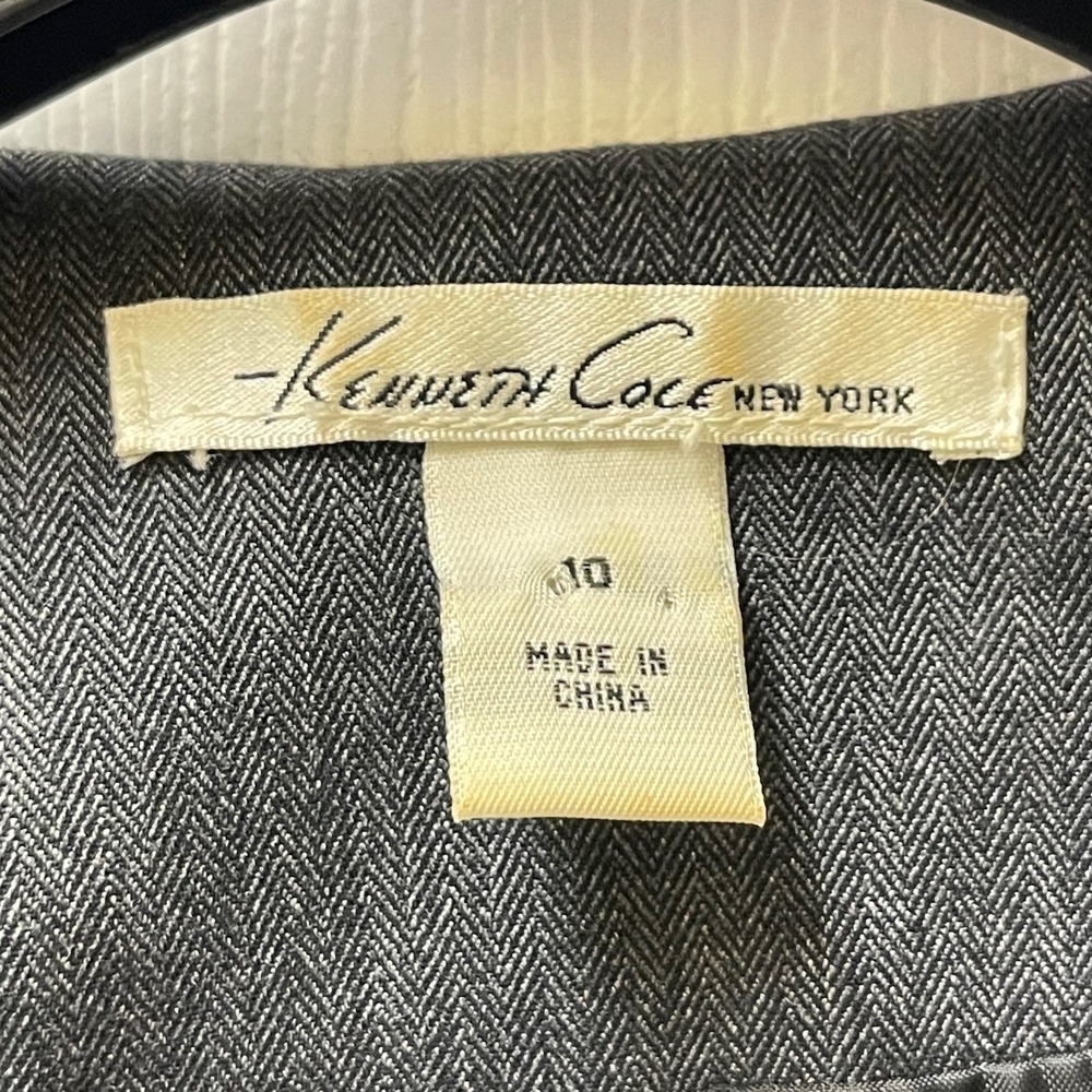 Kenneth Cole New York Womens Sz 10 Gray Shawl Neck Belted Double Breasted Jacket - Picture 3 of 16